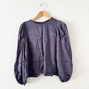 Velvet Purple Blouse womens XS puff sleeve long sleeve work wear professional